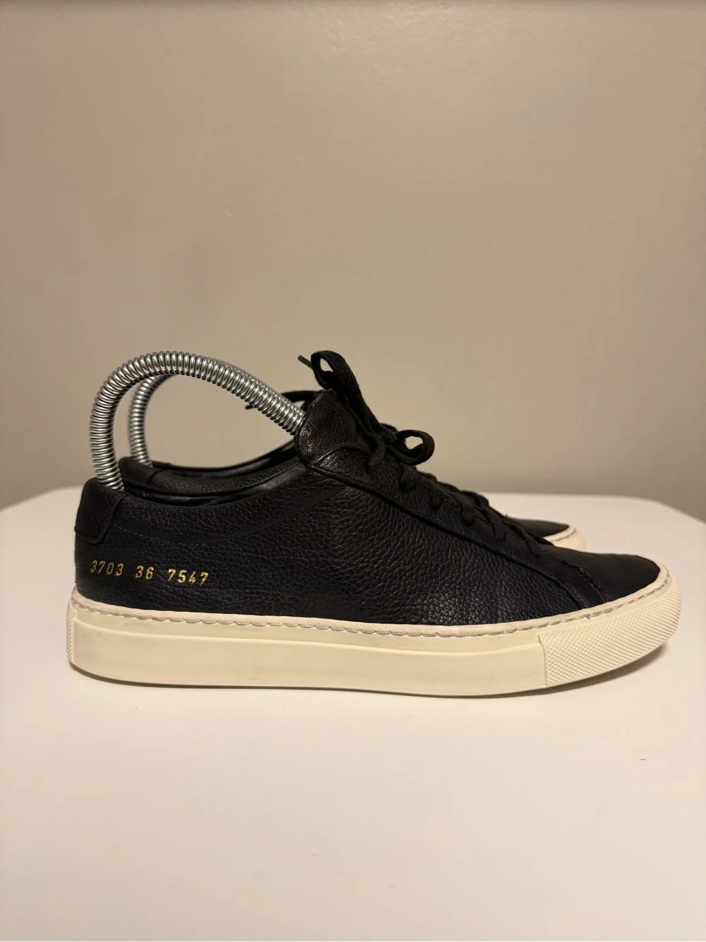 Common Projects Achilles Pebbled 6036 Black Leather Sneakers Women’s EU 36 US 6